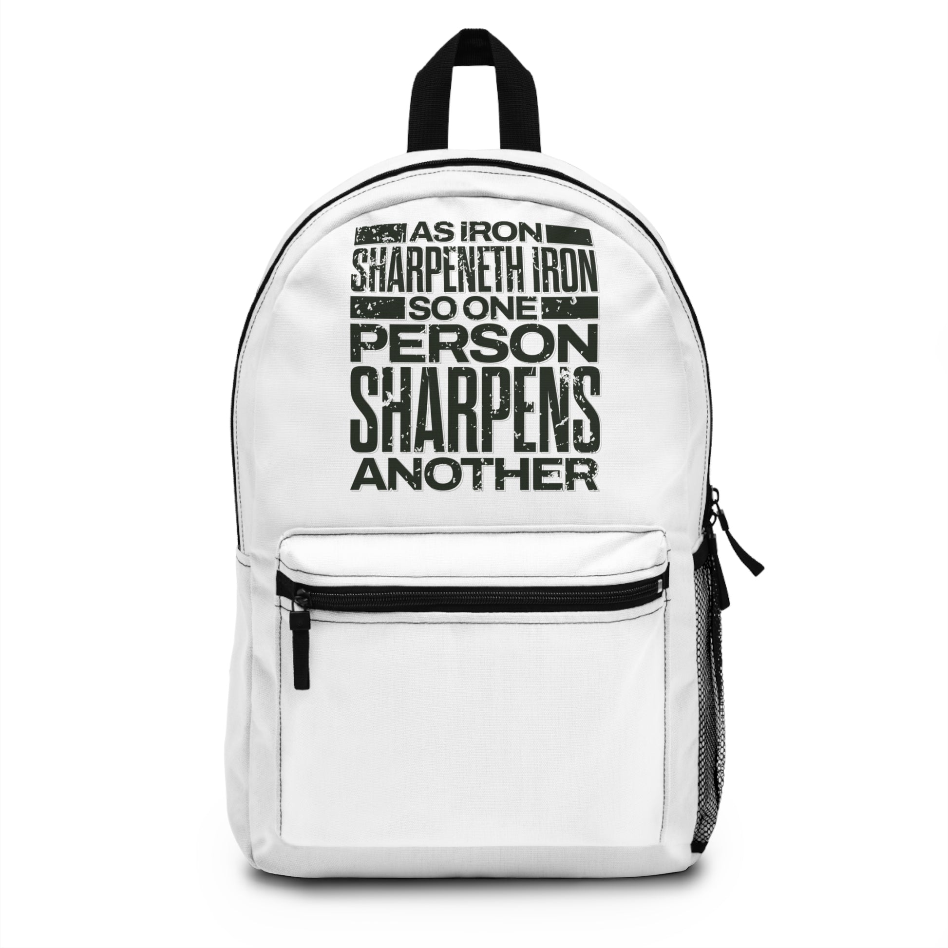 "As Iron Sharpeneth Iron So One Person Sharpens Another" Unisex Backpack - The Shield of Light