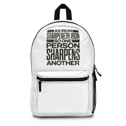 "As Iron Sharpeneth Iron So One Person Sharpens Another" Unisex Backpack - The Shield of Light