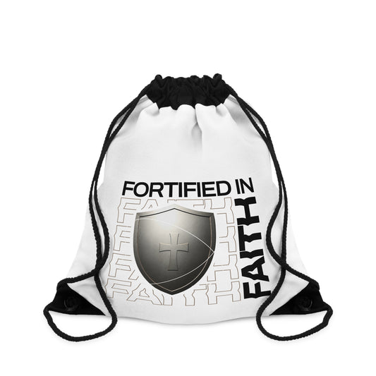 Fortified in Faith Drawstring Bag - The Shield of Light