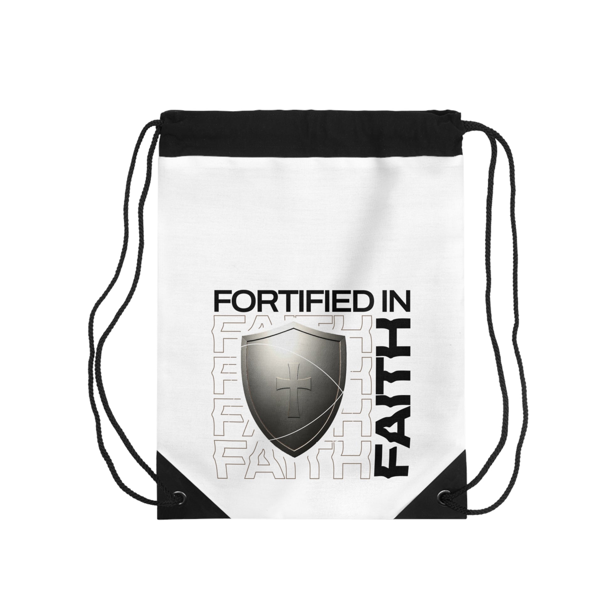 Fortified in Faith Drawstring Bag - The Shield of Light