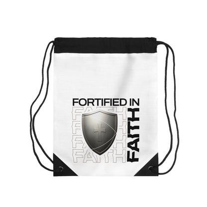 Fortified in Faith Drawstring Bag - The Shield of Light