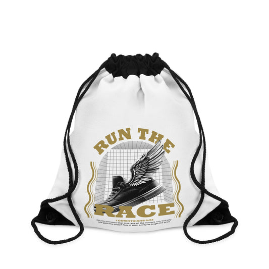 "Run The Race" Unisex Drawstring Bag - The Shield of Light