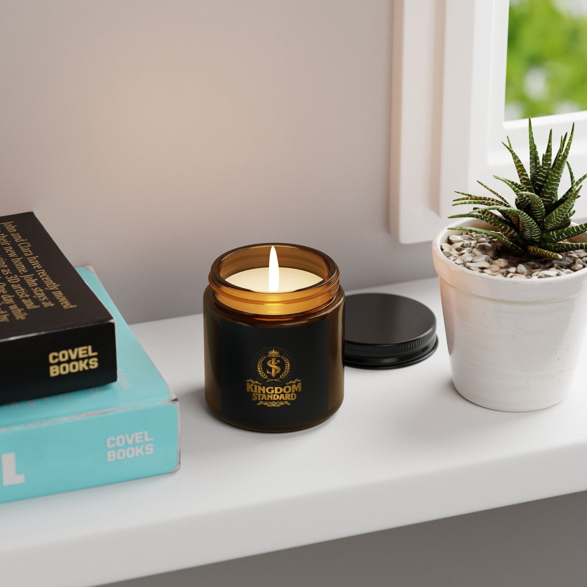 Luxury Scented Soy Candle – Kingdom Standard, Amber Jar - The Shield of Light