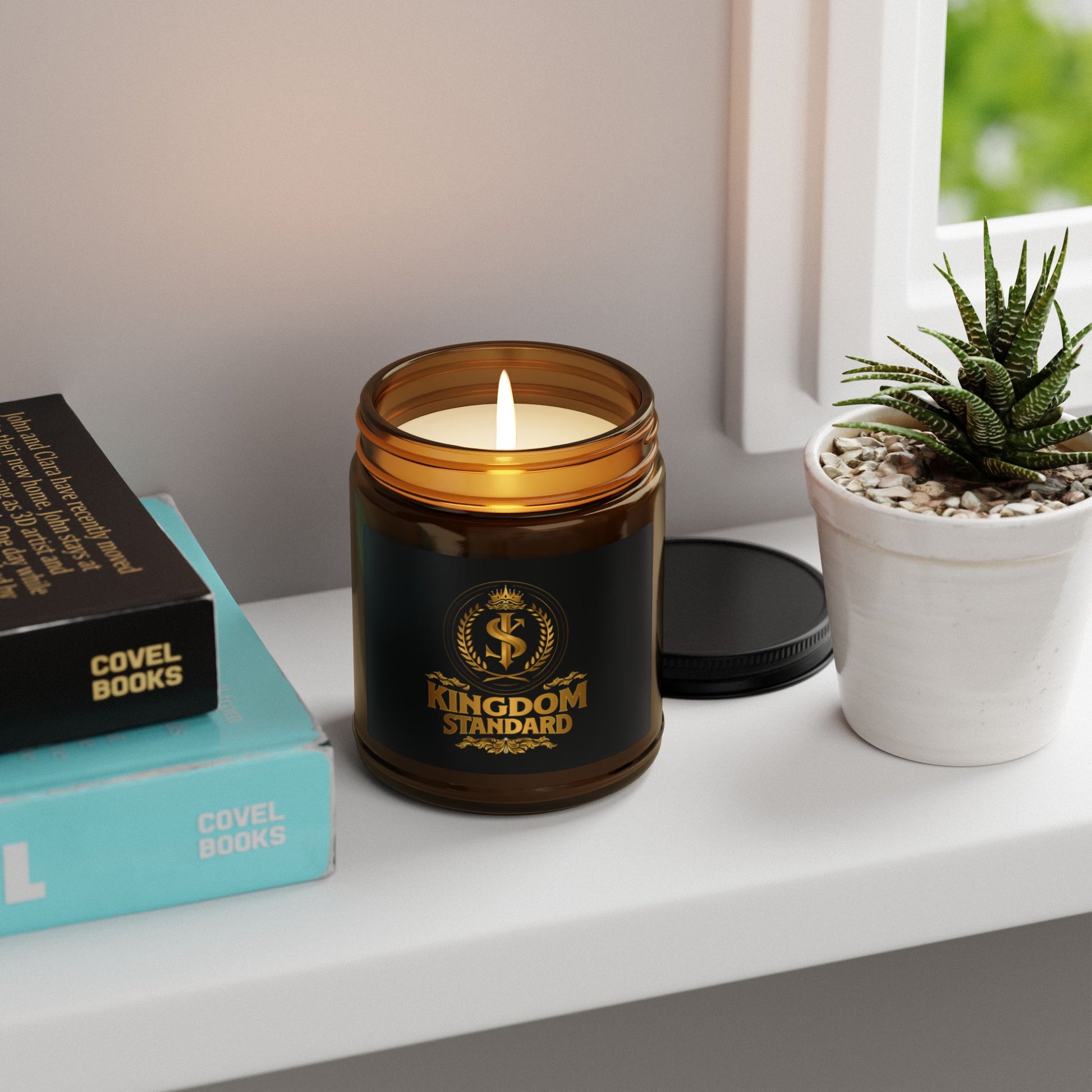 Luxury Scented Soy Candle – Kingdom Standard, Amber Jar - The Shield of Light