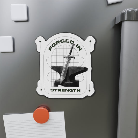 "Forged In Strength" Unisex Inspirational Die-Cut Magnet - The Shield of Light