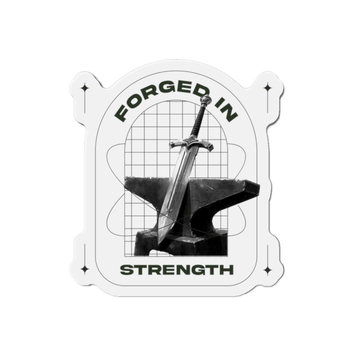 "Forged In Strength" Unisex Inspirational Die-Cut Magnet - The Shield of Light