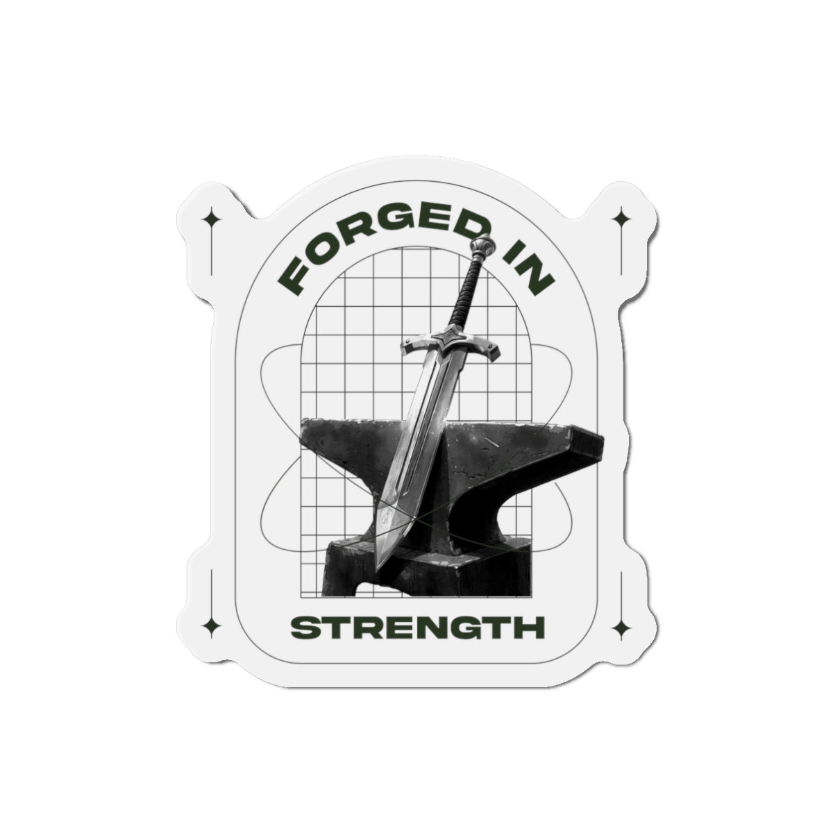 "Forged In Strength" Unisex Inspirational Die-Cut Magnet - The Shield of Light