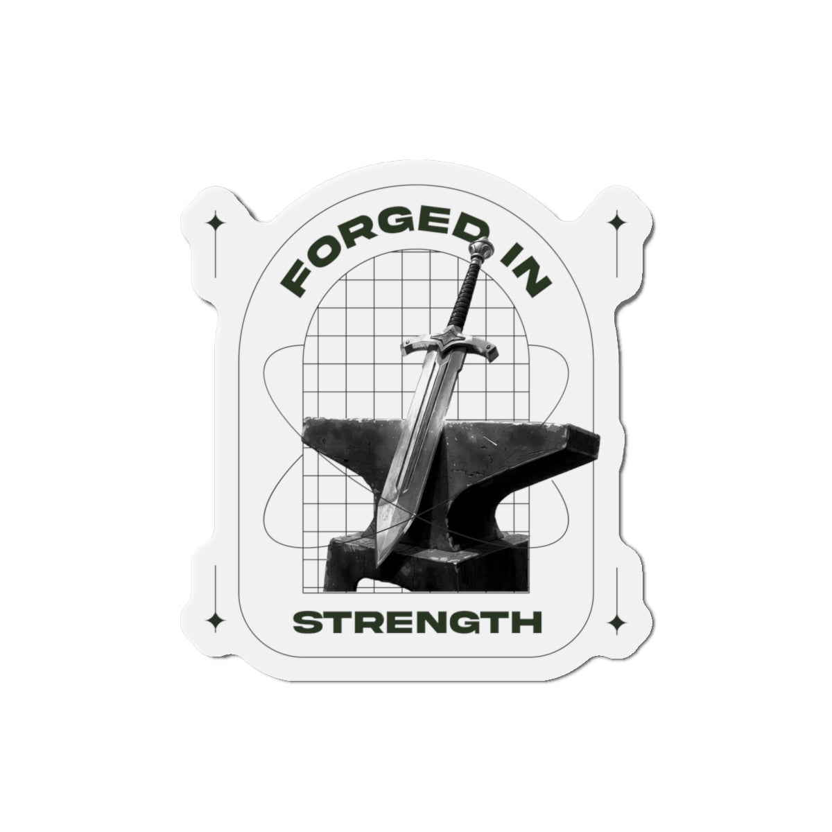 "Forged In Strength" Unisex Inspirational Die-Cut Magnet - The Shield of Light