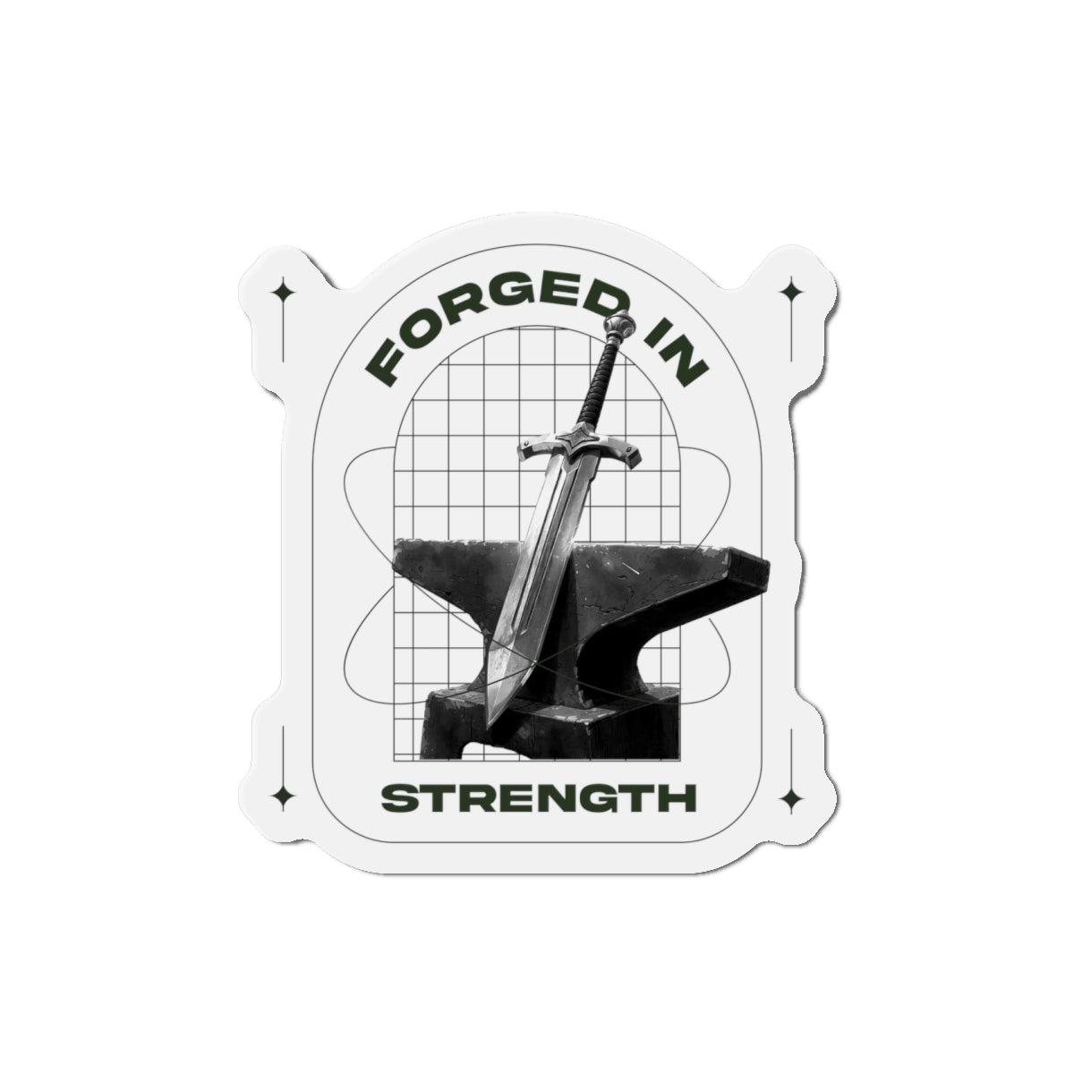 "Forged In Strength" Unisex Inspirational Die-Cut Magnet - The Shield of Light
