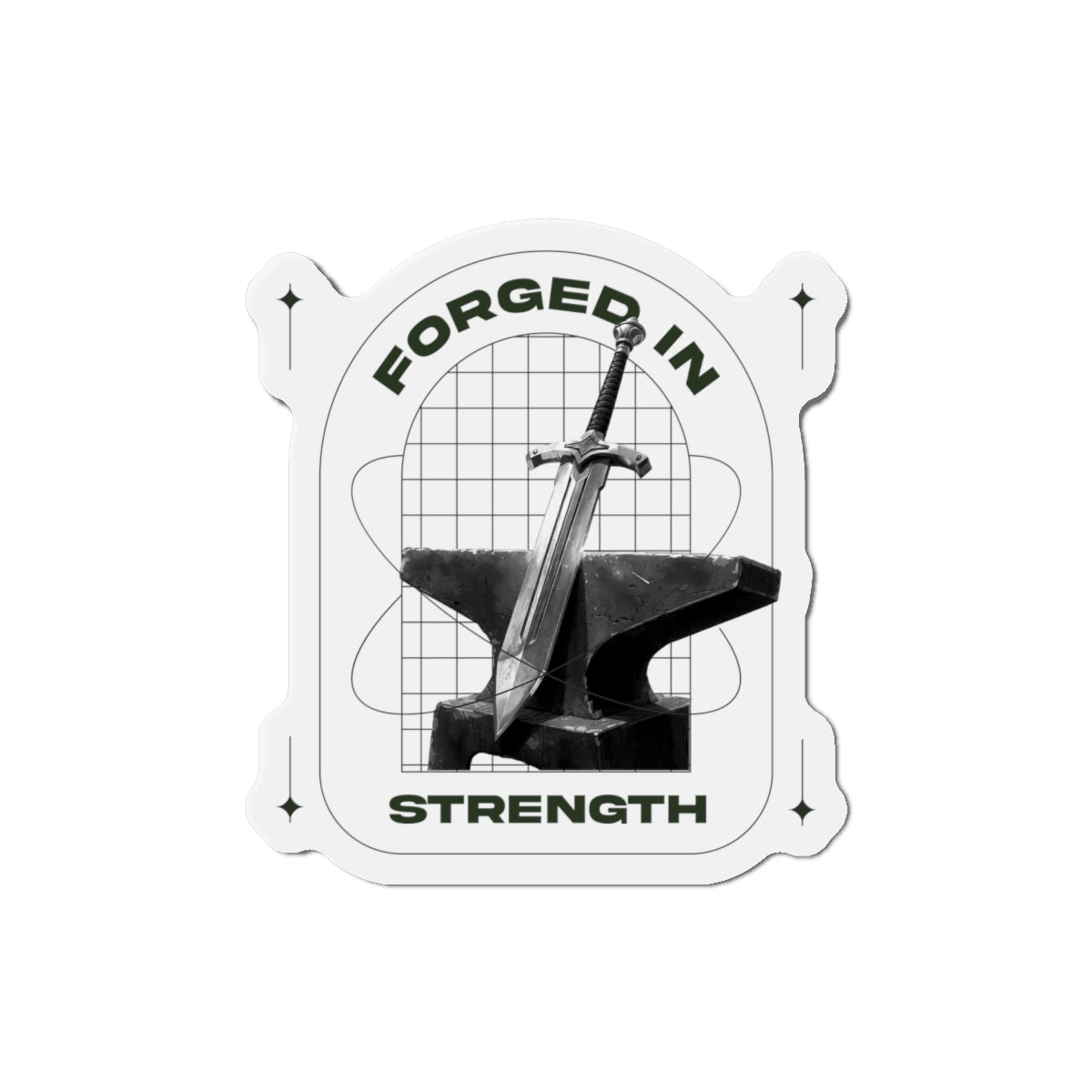 "Forged In Strength" Unisex Inspirational Die-Cut Magnet - The Shield of Light