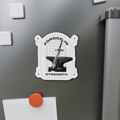 "Forged In Strength" Unisex Inspirational Die-Cut Magnet - The Shield of Light
