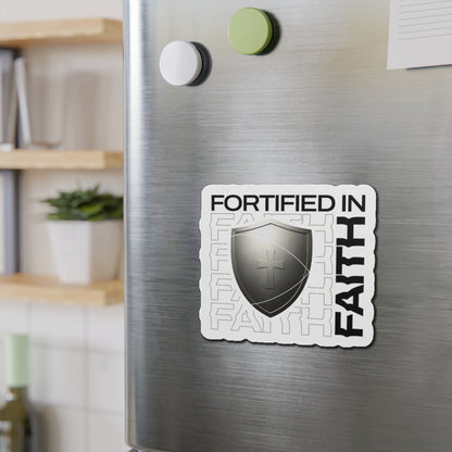 "Fortified In Faith " Unisex Inspirational Die-Cut Magnet - The Shield of Light