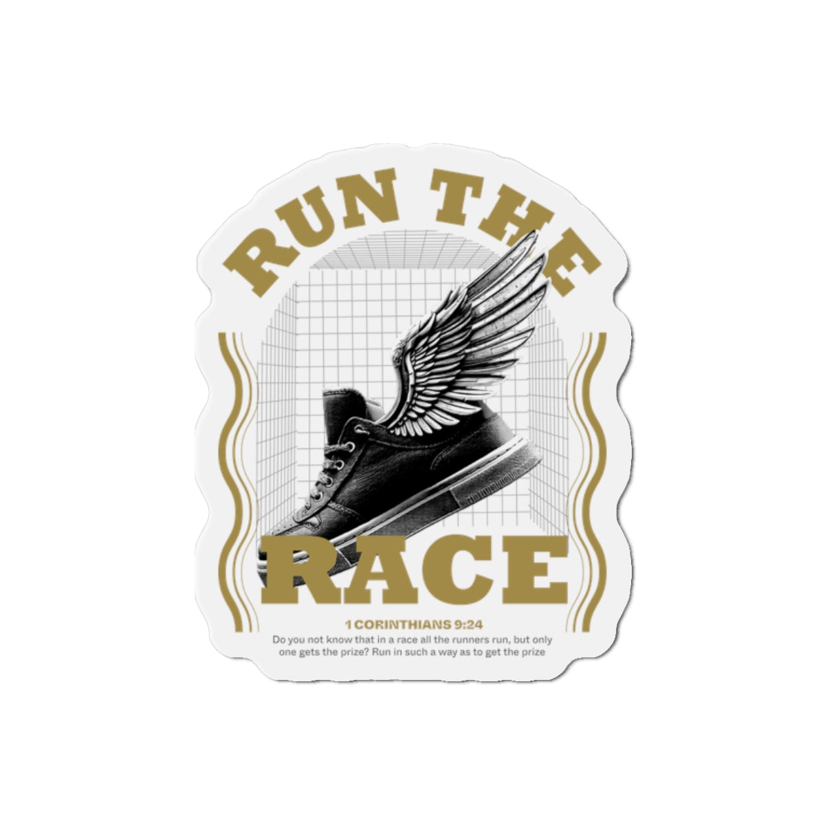 "Run The Race" Unisex Inspirational Die-Cut Magnet - The Shield of Light