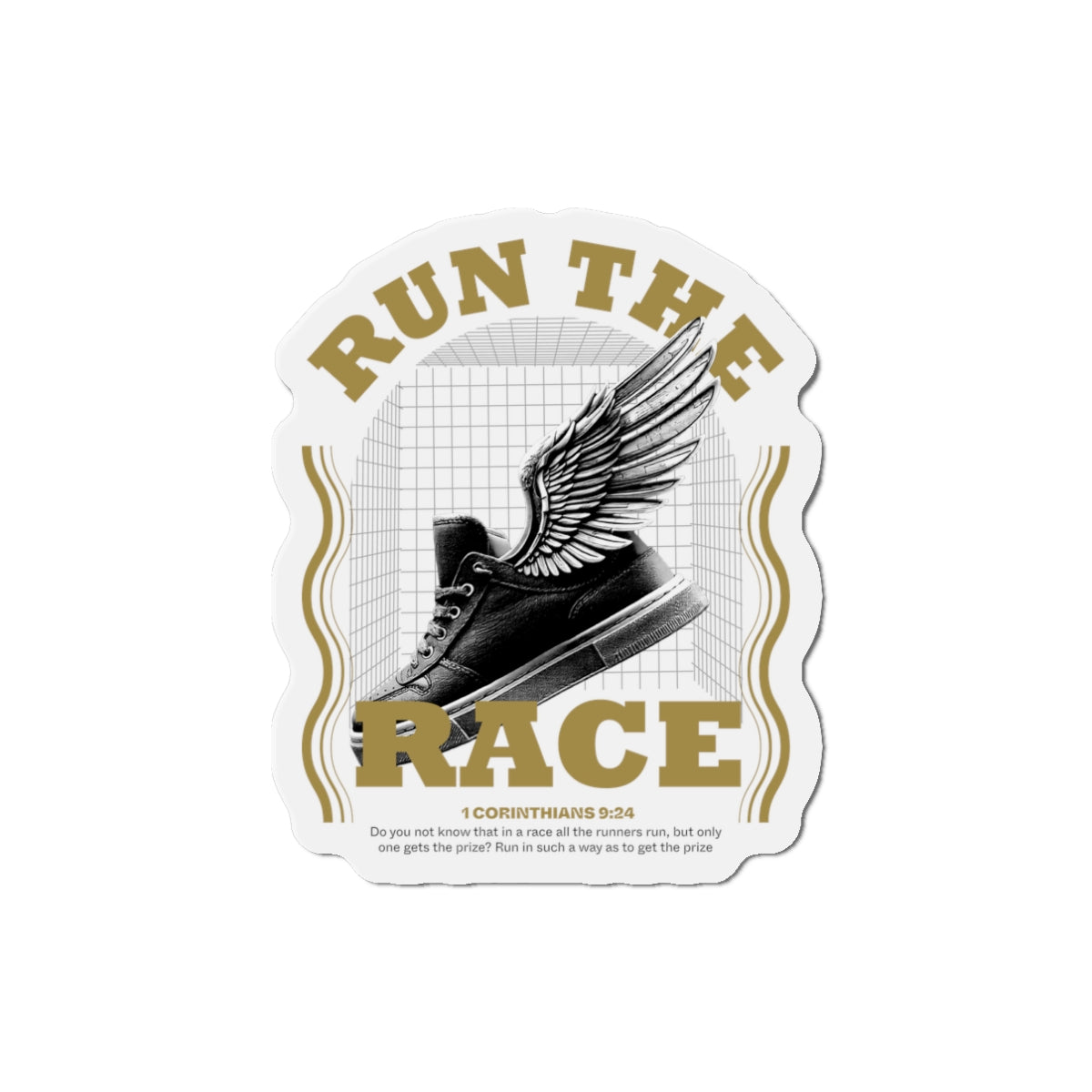 "Run The Race" Unisex Inspirational Die-Cut Magnet - The Shield of Light