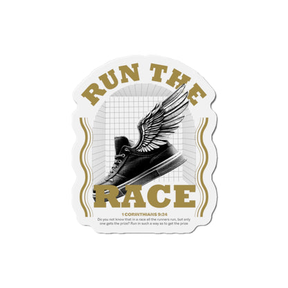 "Run The Race" Unisex Inspirational Die-Cut Magnet - The Shield of Light