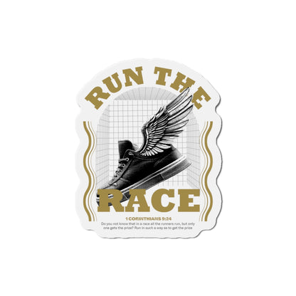 "Run The Race" Unisex Inspirational Die-Cut Magnet - The Shield of Light