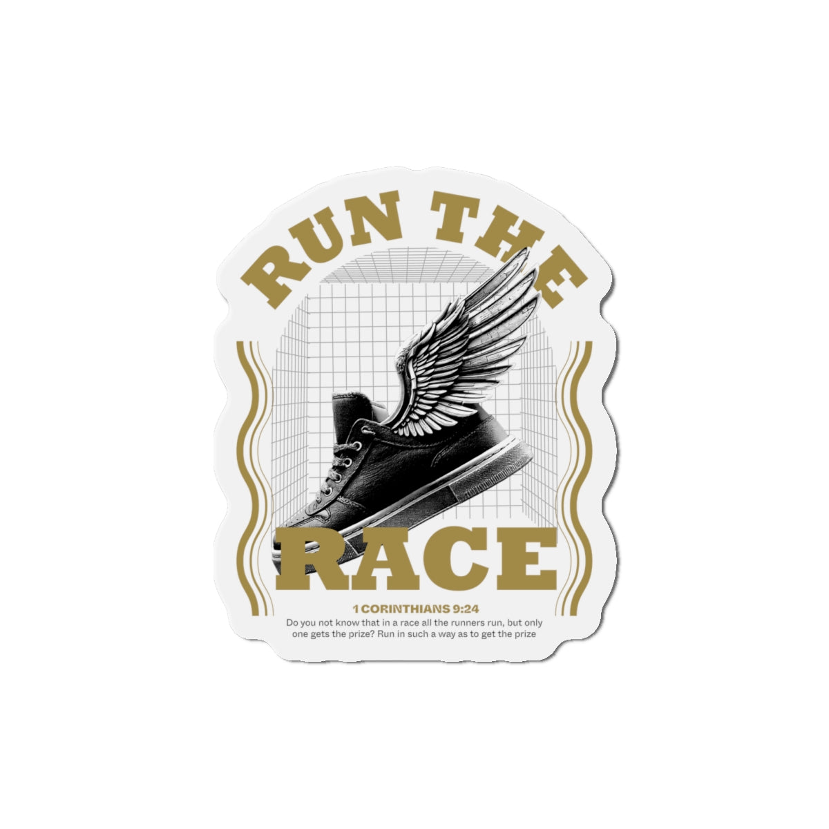 "Run The Race" Unisex Inspirational Die-Cut Magnet - The Shield of Light