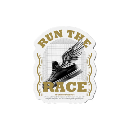 "Run The Race" Unisex Inspirational Die-Cut Magnet - The Shield of Light