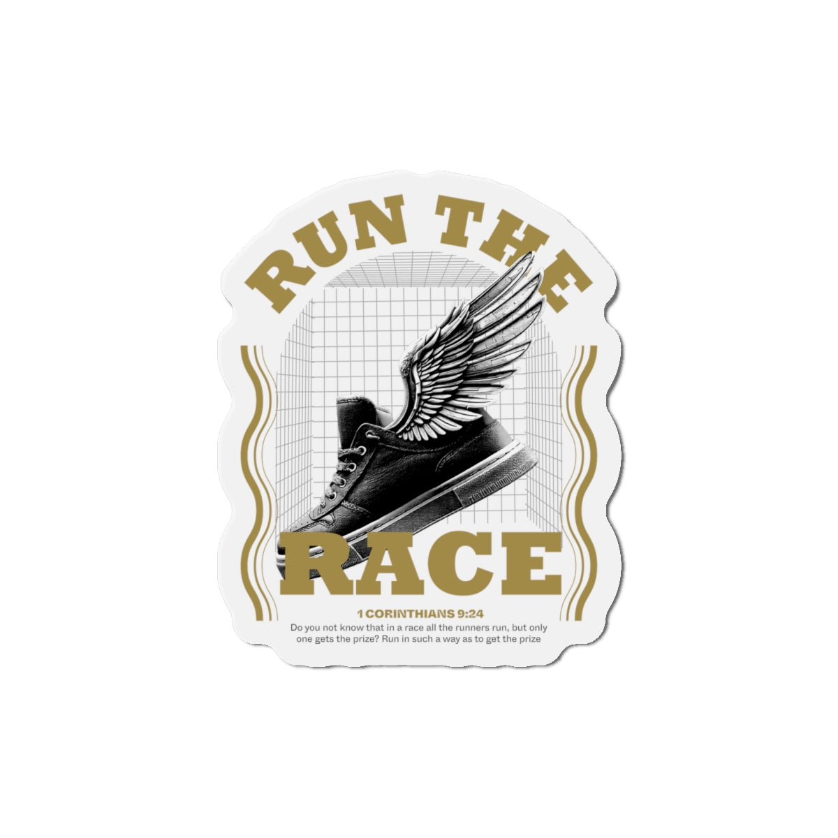 "Run The Race" Unisex Inspirational Die-Cut Magnet - The Shield of Light