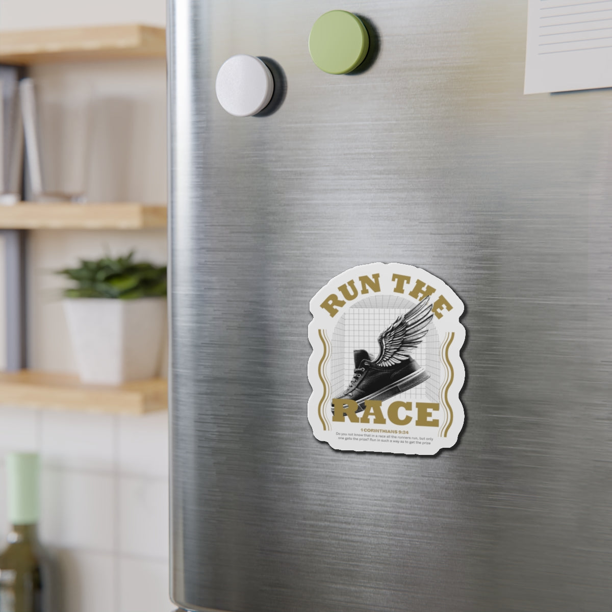 "Run The Race" Unisex Inspirational Die-Cut Magnet - The Shield of Light