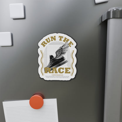 "Run The Race" Unisex Inspirational Die-Cut Magnet - The Shield of Light