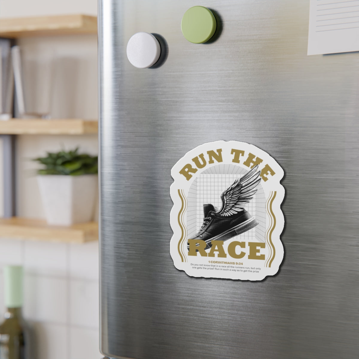 "Run The Race" Unisex Inspirational Die-Cut Magnet - The Shield of Light