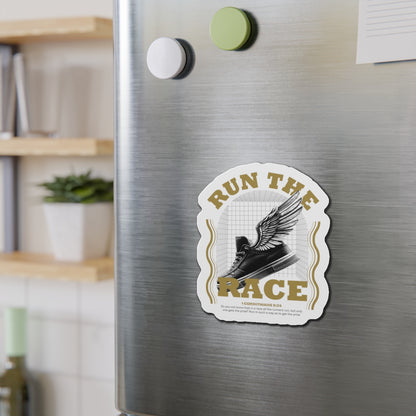 "Run The Race" Unisex Inspirational Die-Cut Magnet - The Shield of Light