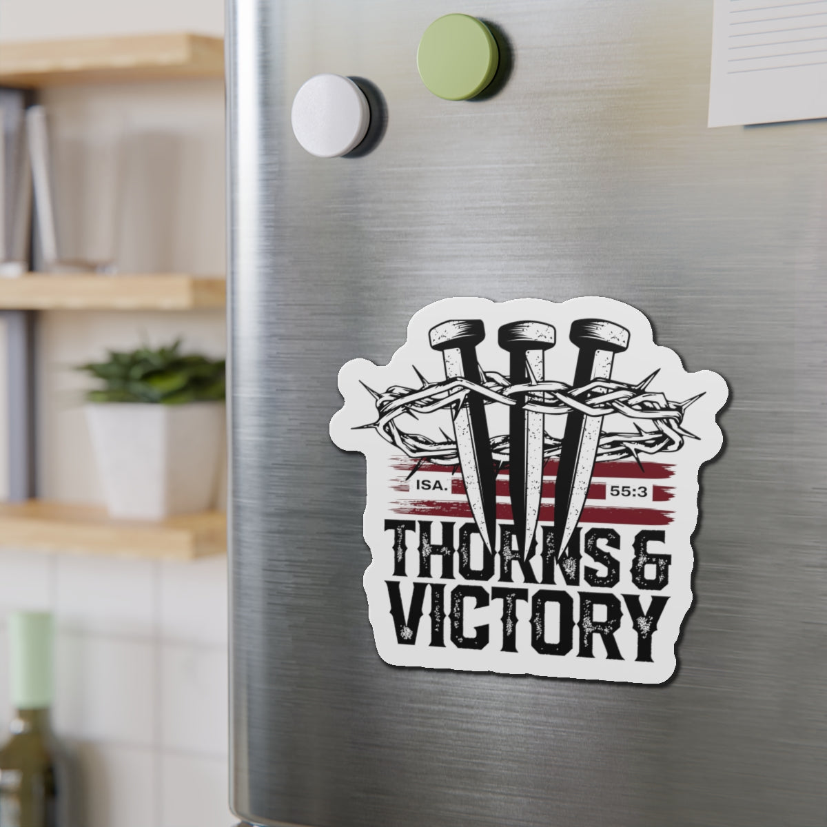 "Thorns & Victory" Unisex Inspirational Die-Cut Magnet - The Shield of Light