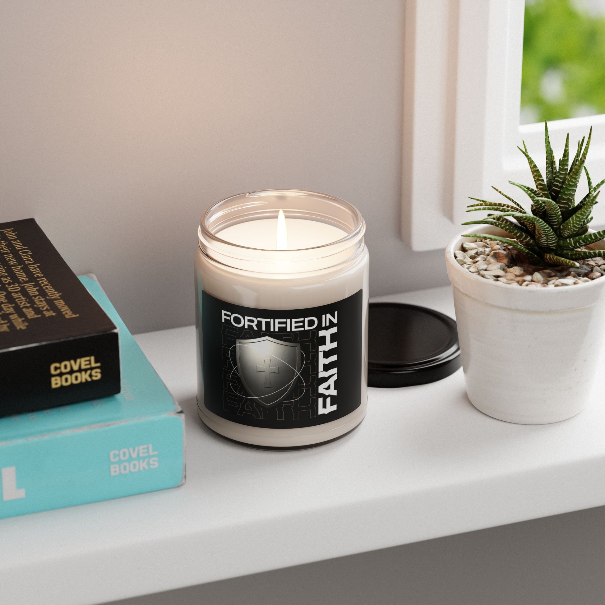 Faith-Themed Scented Soy Candle - Fortified in Faith - 9oz - The Shield of Light