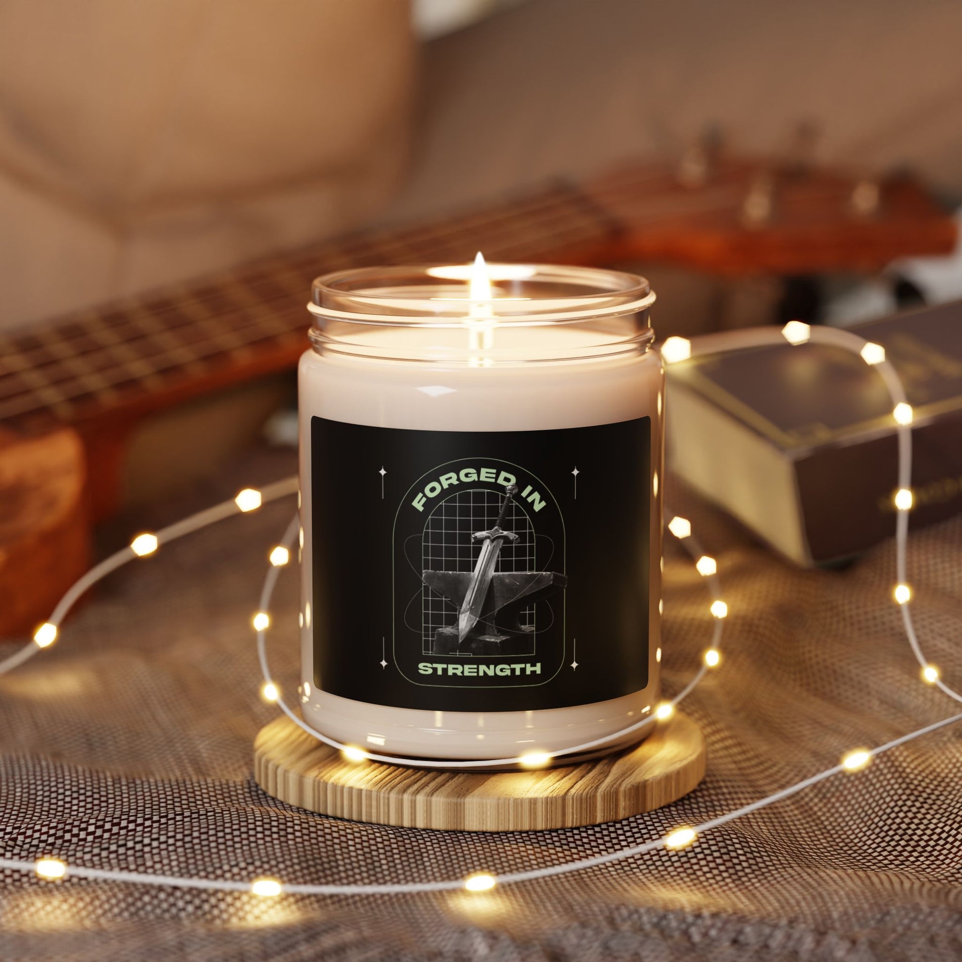 Forged in Strength Scented Soy Candle - 9oz | Motivational Home Decor - The Shield of Light