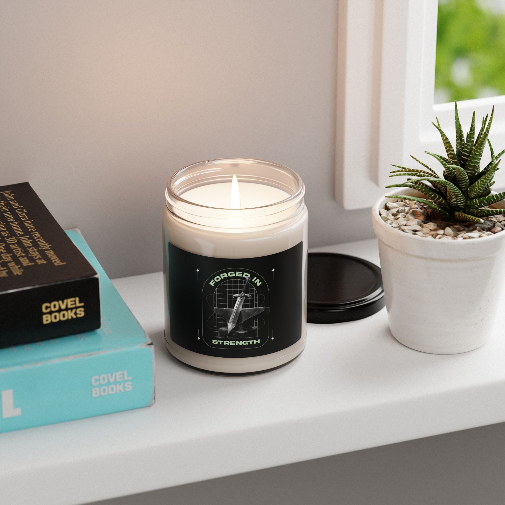 Forged in Strength Scented Soy Candle - 9oz | Motivational Home Decor - The Shield of Light