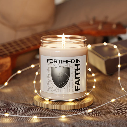 Fortified in Faith Scented Soy Candle - 9oz Inspirational Home Decor - The Shield of Light