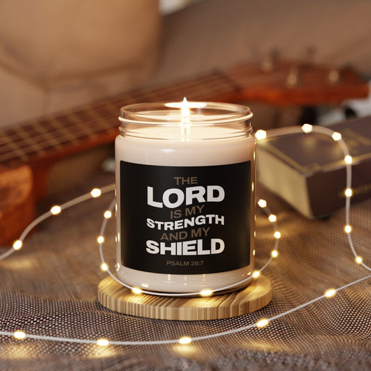 Inspirational Scented Soy Candle - "The Lord is My Strength and My Shield" - 9oz - The Shield of Light