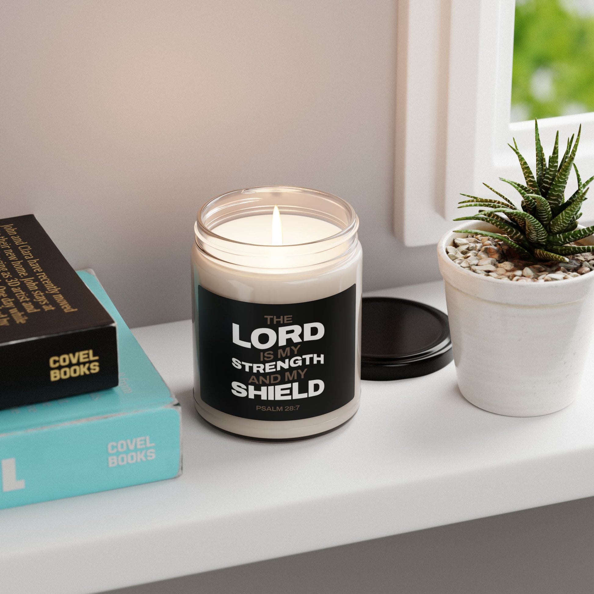 Inspirational Scented Soy Candle - "The Lord is My Strength and My Shield" - 9oz - The Shield of Light