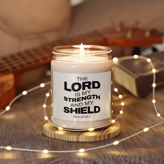 Inspirational Soy Candle - 'The Lord is My Strength and My Shield' - 9oz - The Shield of Light