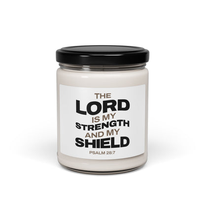 Inspirational Soy Candle - 'The Lord is My Strength and My Shield' - 9oz - The Shield of Light