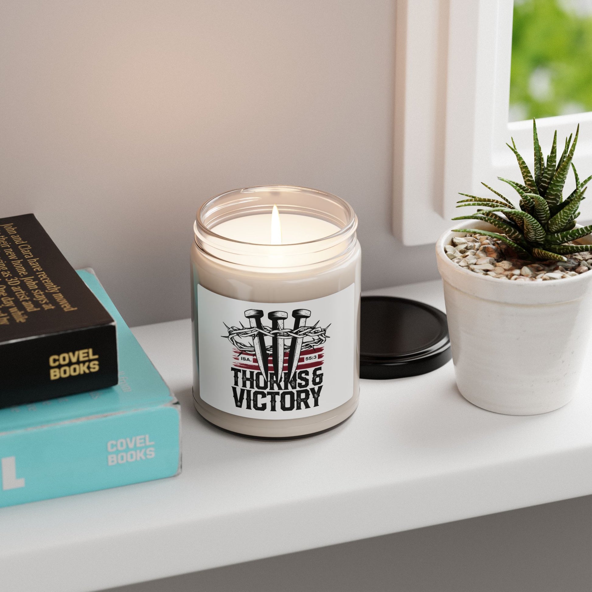"Thorns & Victory" Unisex Scented Soy Candle, 9oz - The Shield of Light