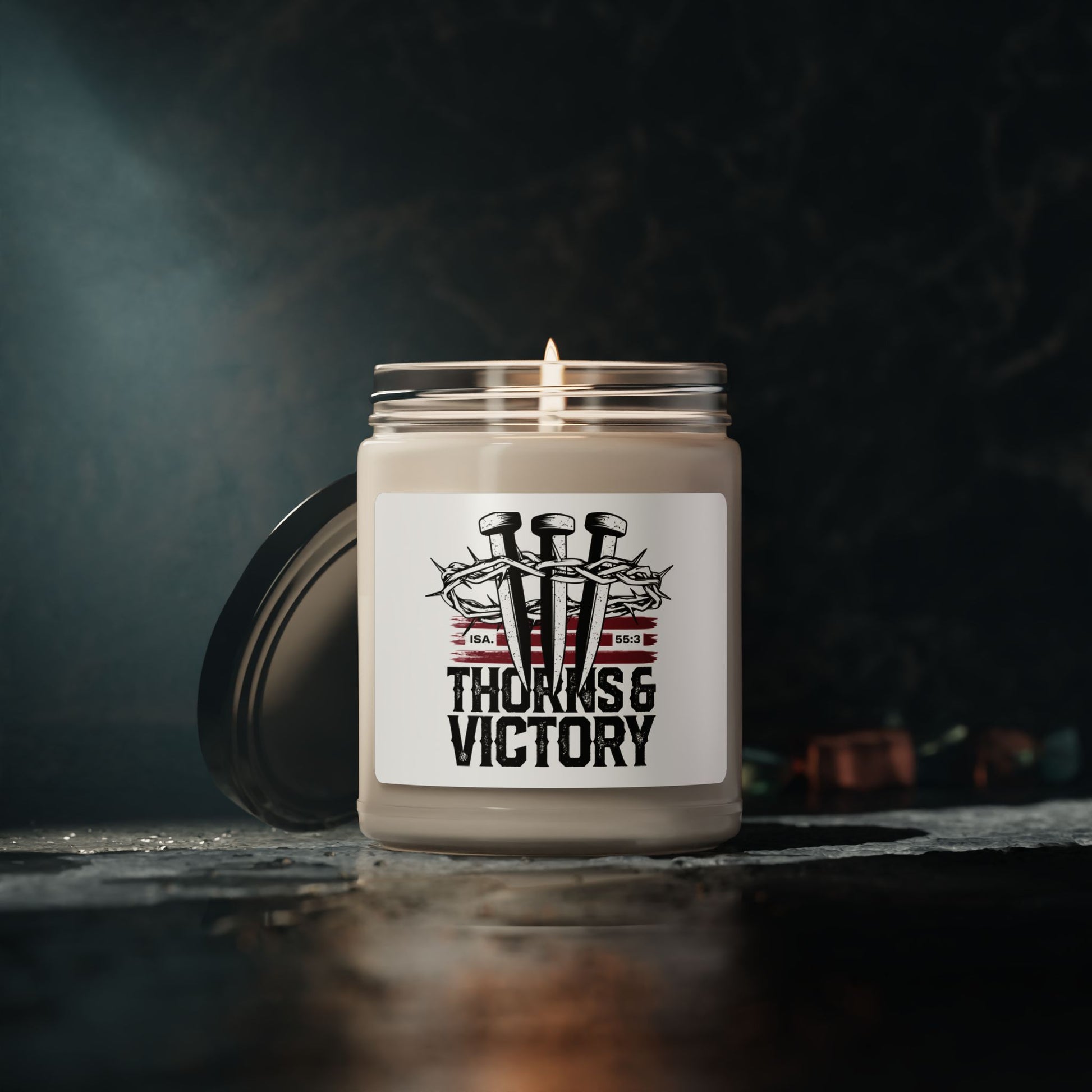 "Thorns & Victory" Unisex Scented Soy Candle, 9oz - The Shield of Light