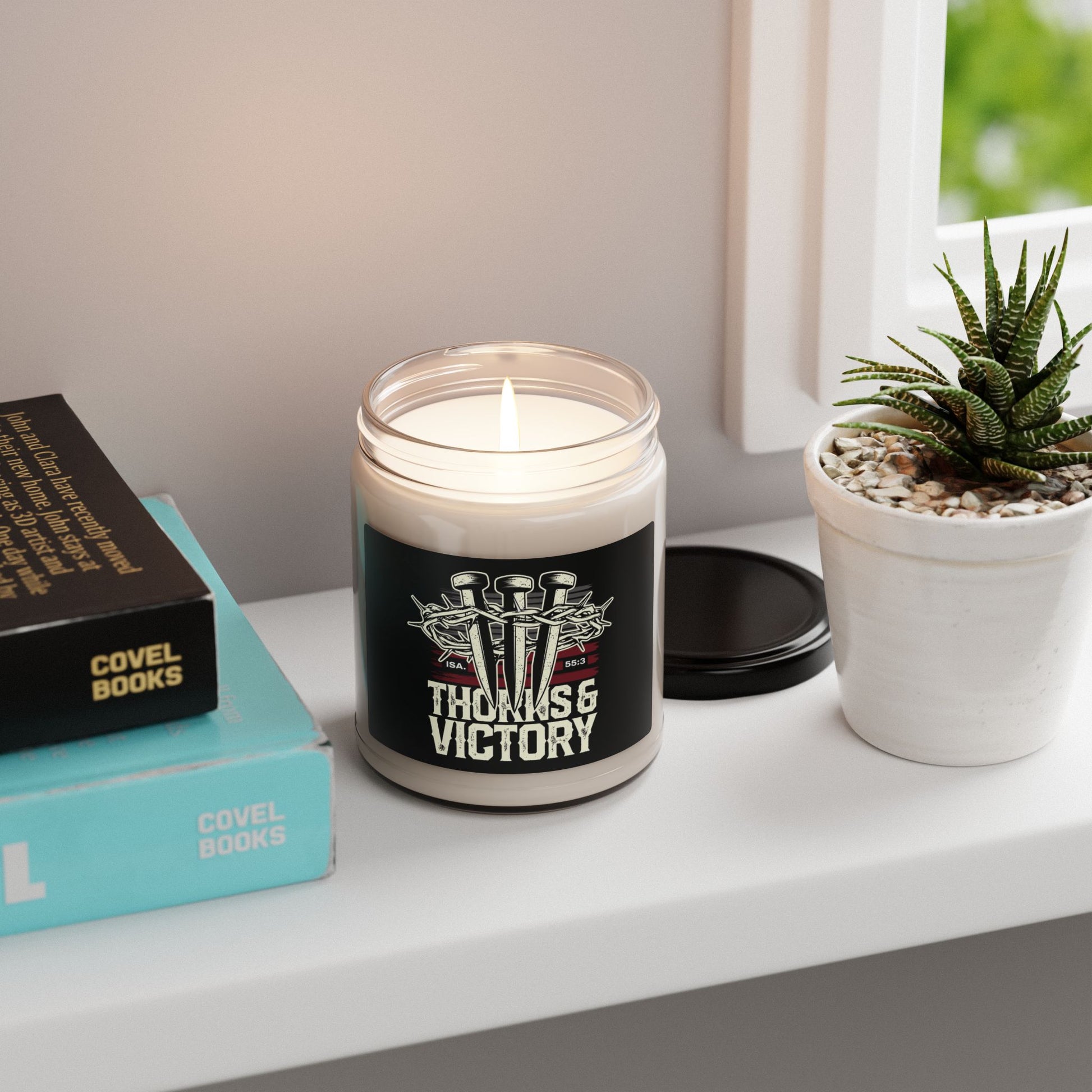 "Thorns & Victory" Unisex Scented Soy Candle, 9oz - The Shield of Light