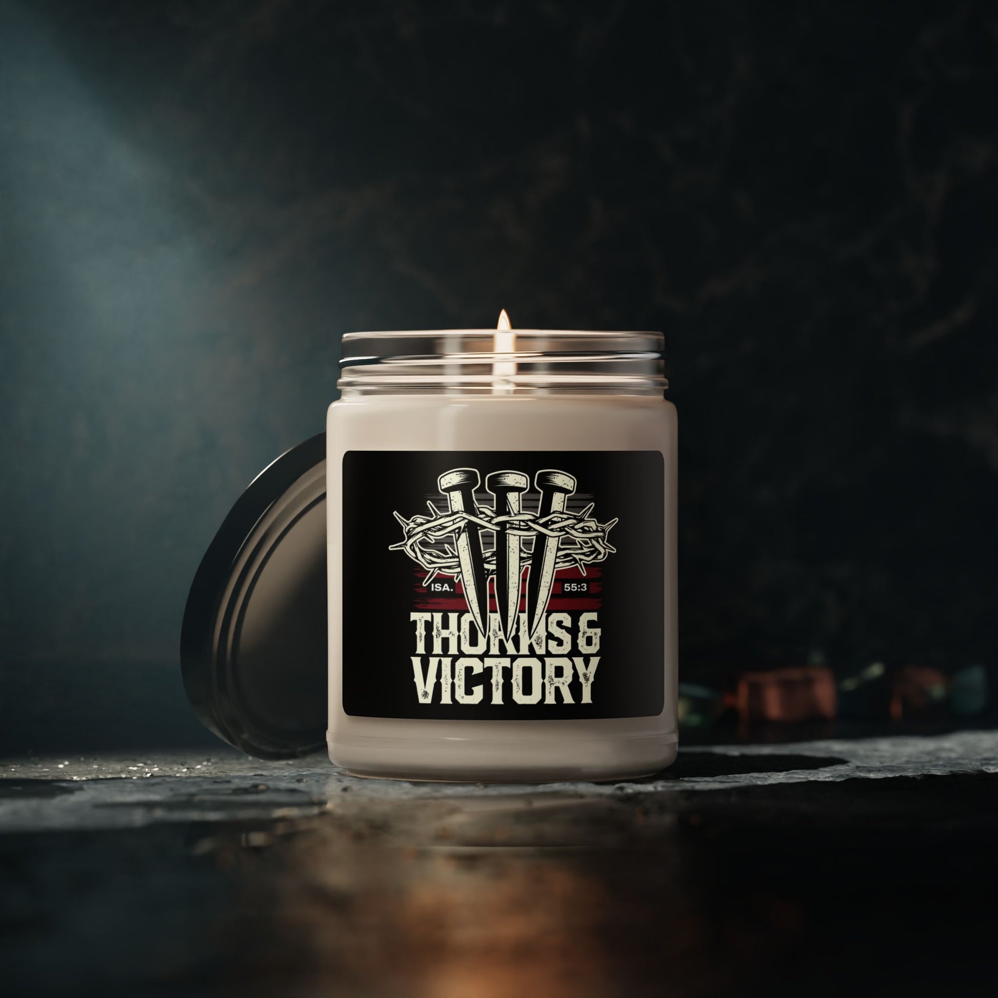 "Thorns & Victory" Unisex Scented Soy Candle, 9oz - The Shield of Light