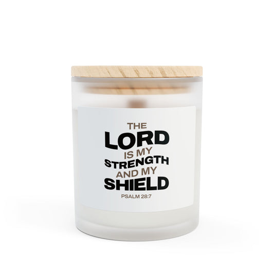 Frosted Glass Candle - Inspirational Psalm 28:7 Gift - The Shield of Light