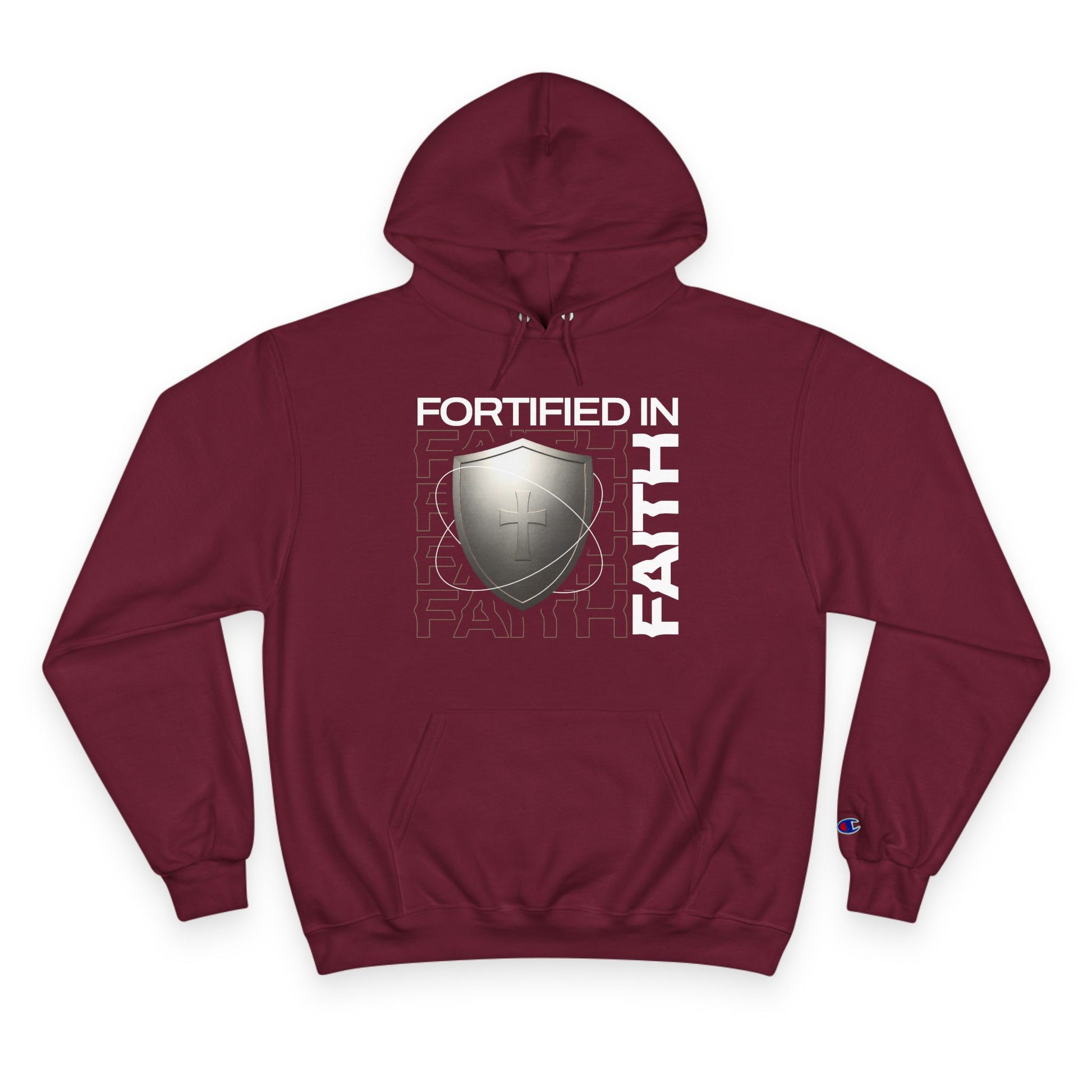 "Fortified In Faith " Inspirational Champion Hoodie - The Shield of Light