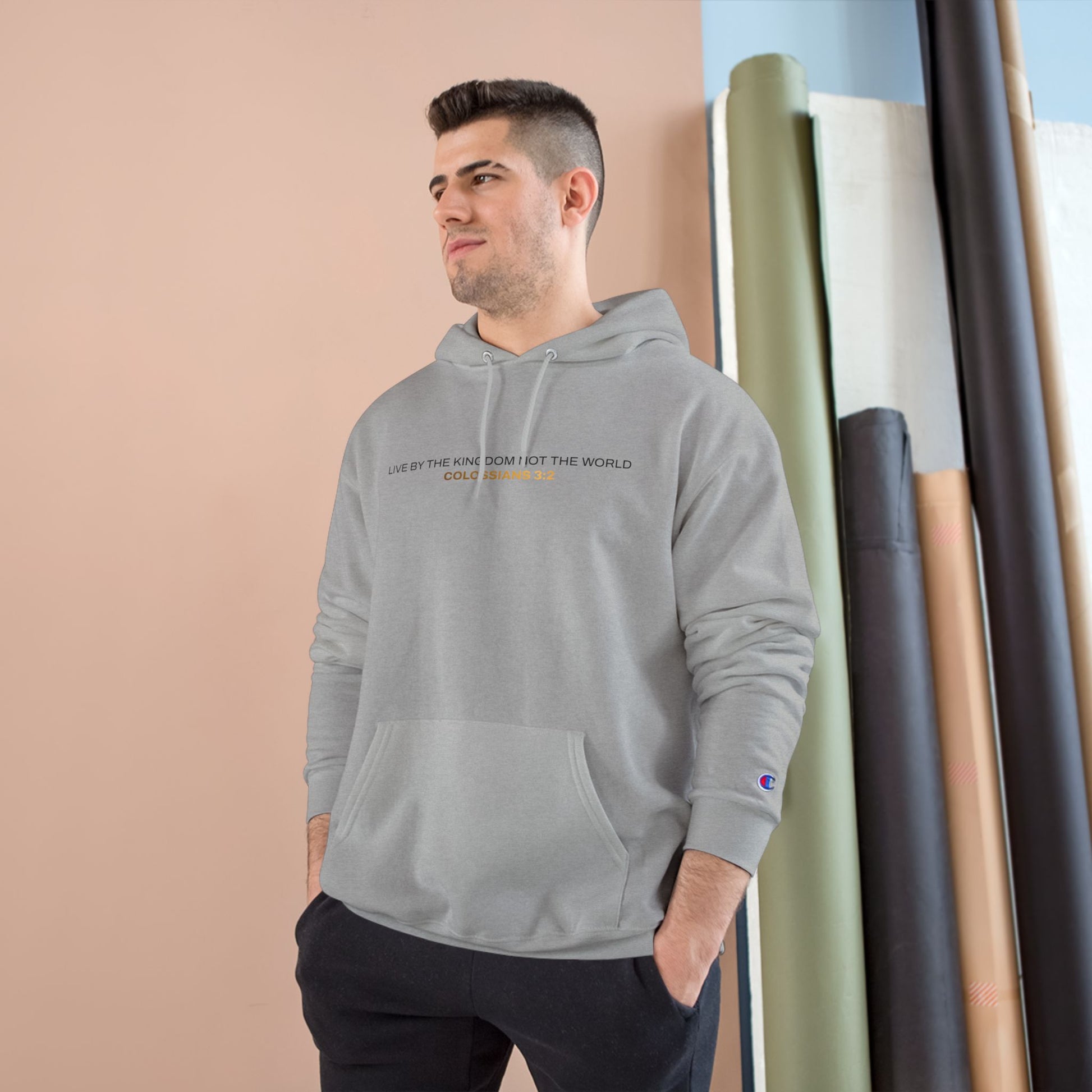 "Live By the Kingdom Not the World Colossians 3:2" Inspirational Champion Hoodie - The Shield of Light