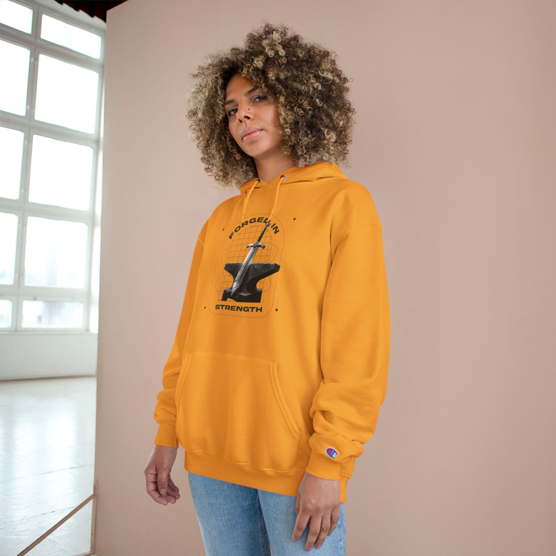 "Forged In Strength" Inspirational Champion Hoodie - The Shield of Light