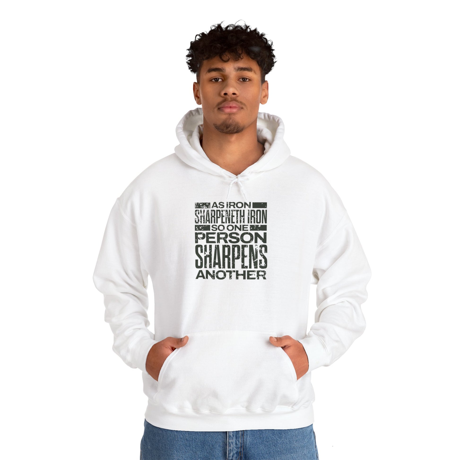 "As Iron Sharpeneth Iron So One Person Sharpens Another" Unisex Heavy Blend™ Hoodies - The Shield of Light