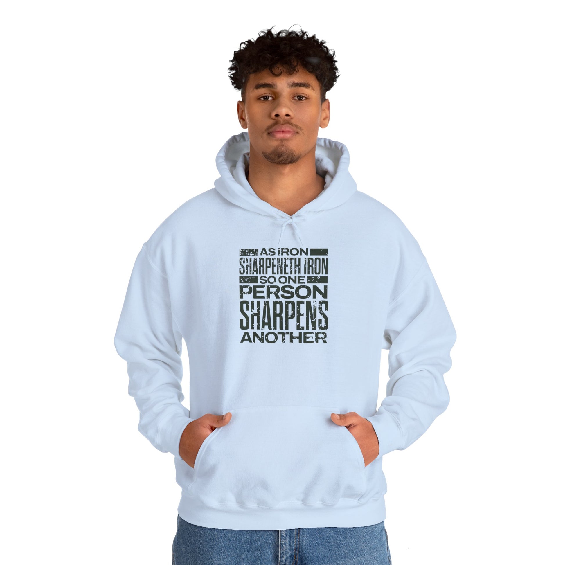 "As Iron Sharpeneth Iron So One Person Sharpens Another" Unisex Heavy Blend™ Hoodies - The Shield of Light