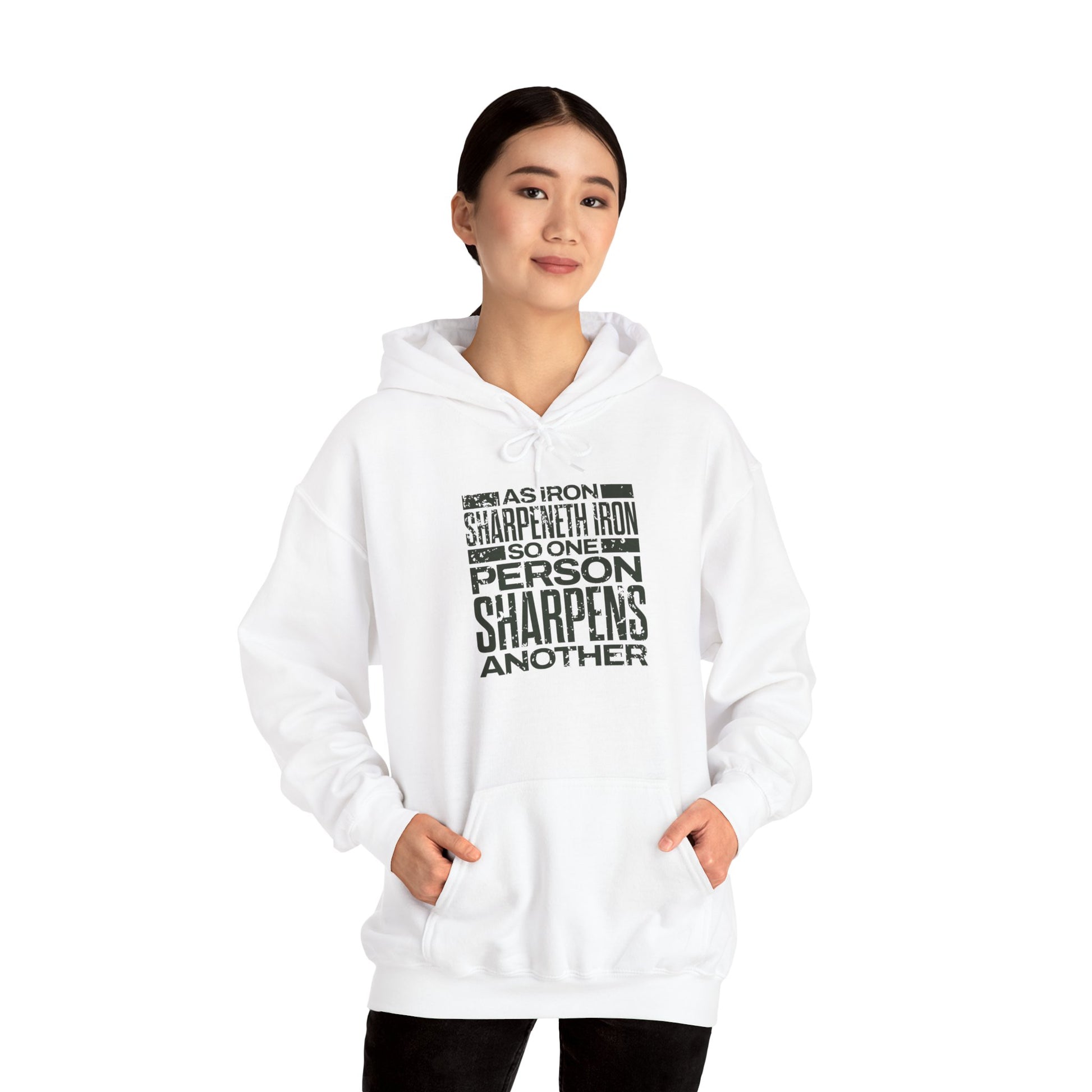 "As Iron Sharpeneth Iron So One Person Sharpens Another" Unisex Heavy Blend™ Hoodies - The Shield of Light