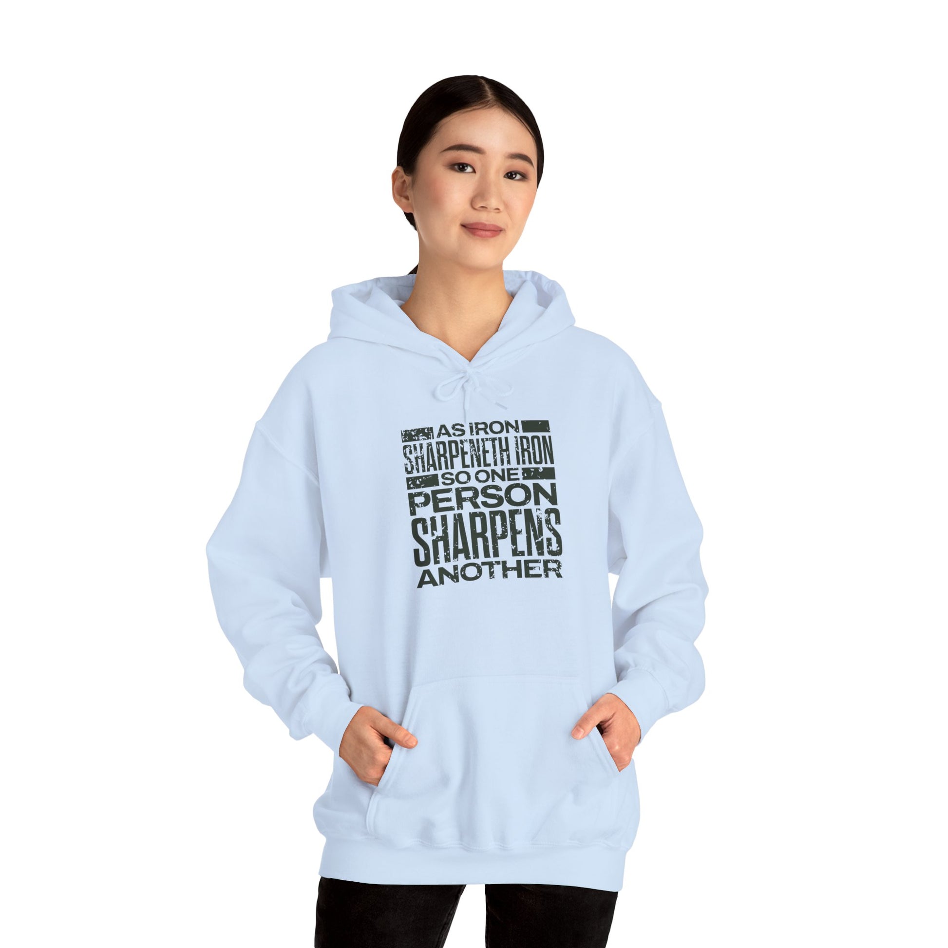 "As Iron Sharpeneth Iron So One Person Sharpens Another" Unisex Heavy Blend™ Hoodies - The Shield of Light