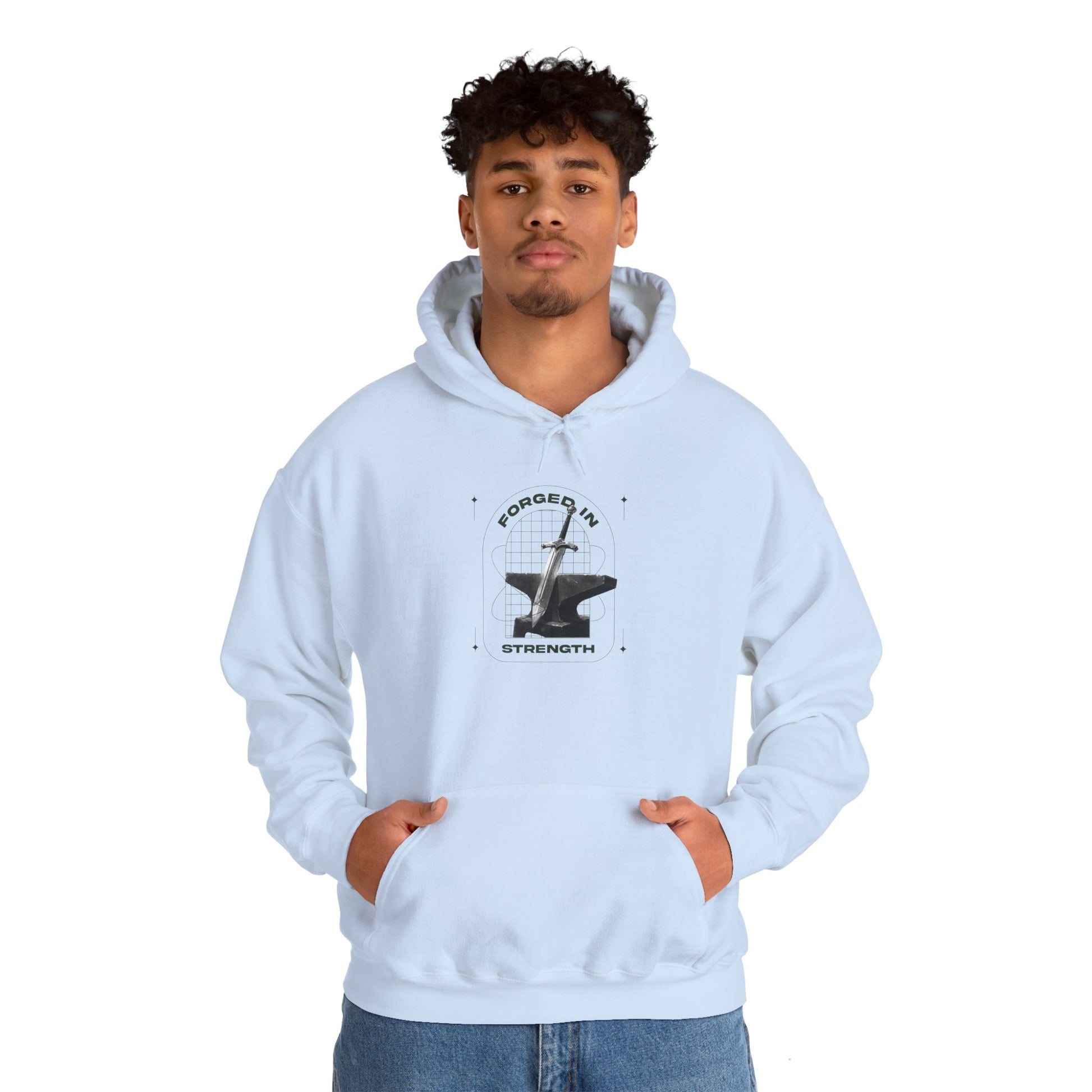 "Forged In Strength" Unisex Heavy Blend™ Hoodies - The Shield of Light