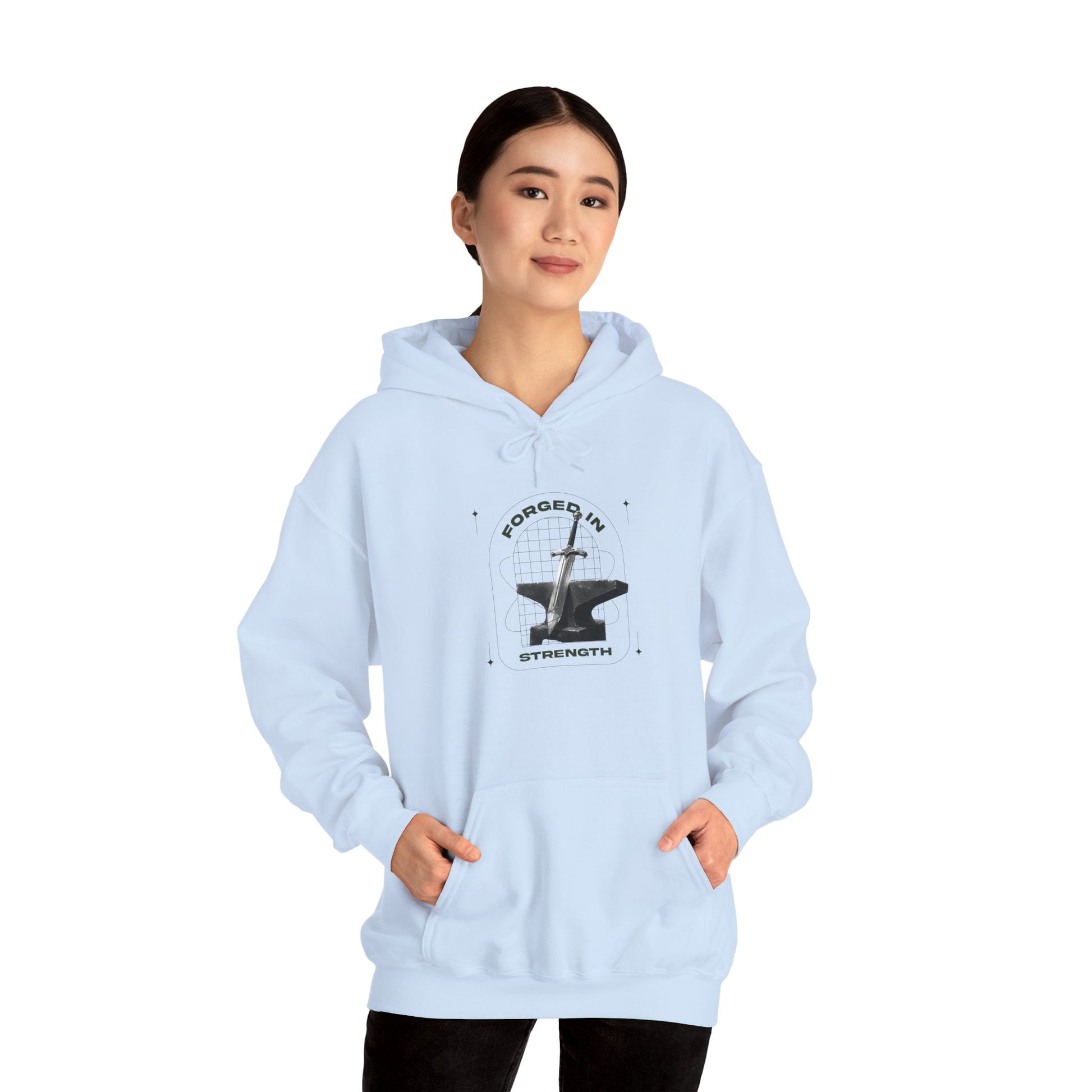 "Forged In Strength" Unisex Heavy Blend™ Hoodies - The Shield of Light
